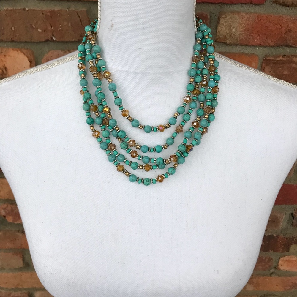 Turquoise Beaded Statement Necklace